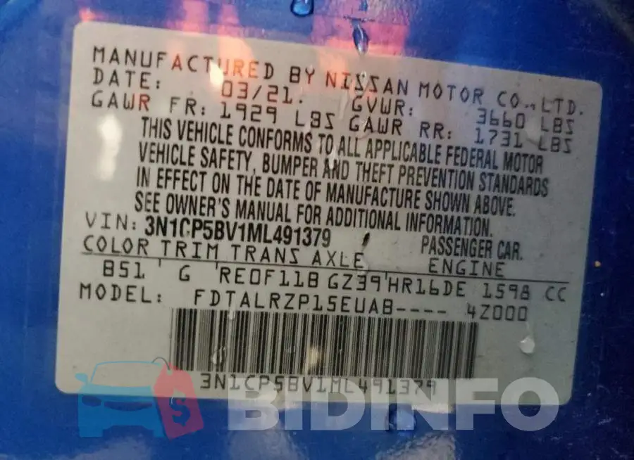 3N1CP5BV1ML491379 Photo# 12