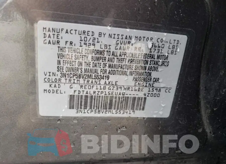 3N1CP5BV2ML553419 Photo# 12