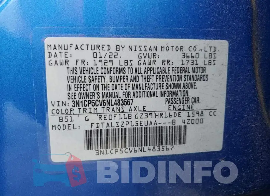 3N1CP5CV6NL483567 Photo# 13