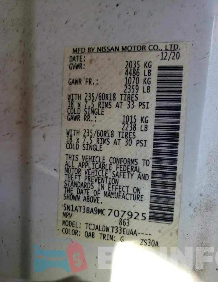 5N1AT3BA9MC707925 Photo# 13