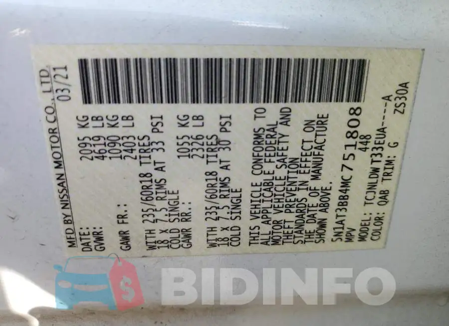 5N1AT3BB4MC751808 Photo# 12