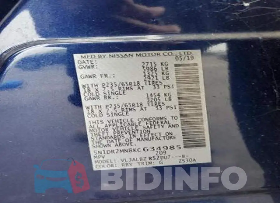 5N1DR2MN8KC634985 Photo# 13