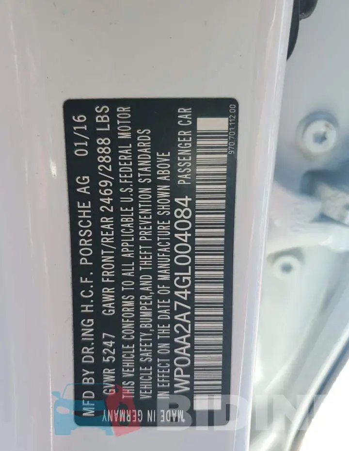WP0AA2A74GL004084 Photo# 12