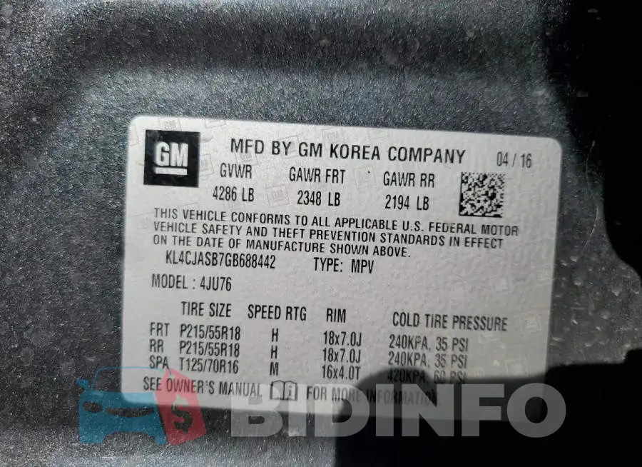 KL4CJASB7GB688442 Photo# 13