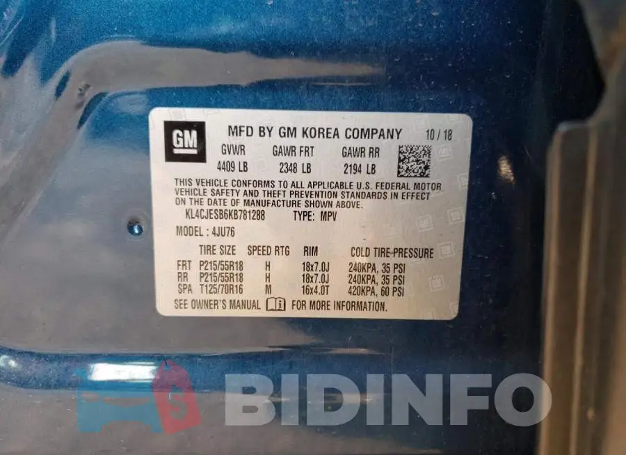 KL4CJESB6KB781288 Photo# 13