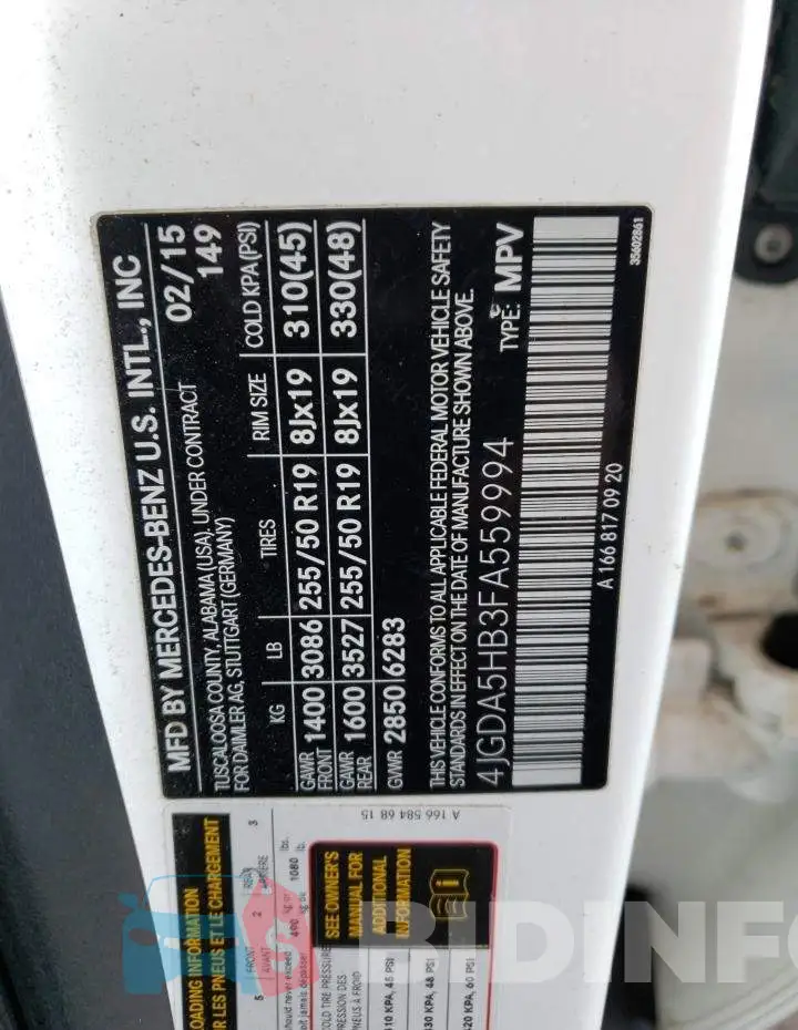 4JGDA5HB3FA559994 Photo# 13