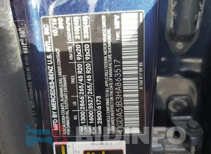 4JGDA5JB3HA863517 Photo# 12