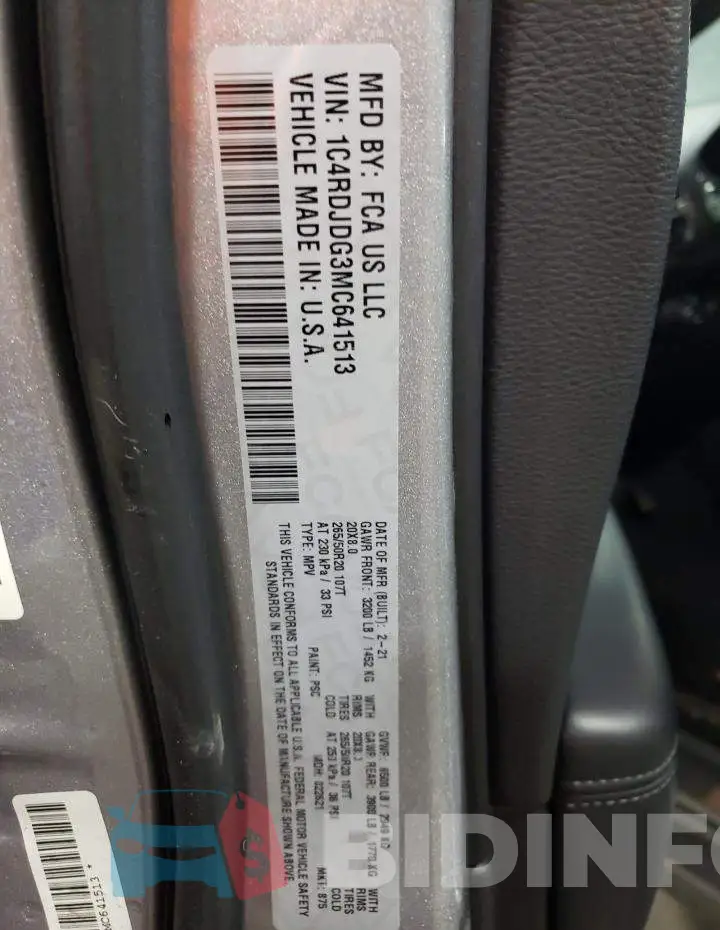 1C4RDJDG3MC641513 Photo# 13