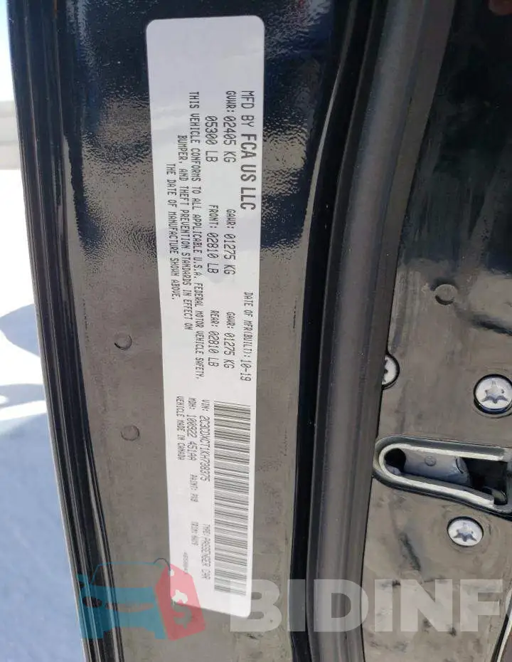 2C3CDXCT1KH738375 Photo# 12
