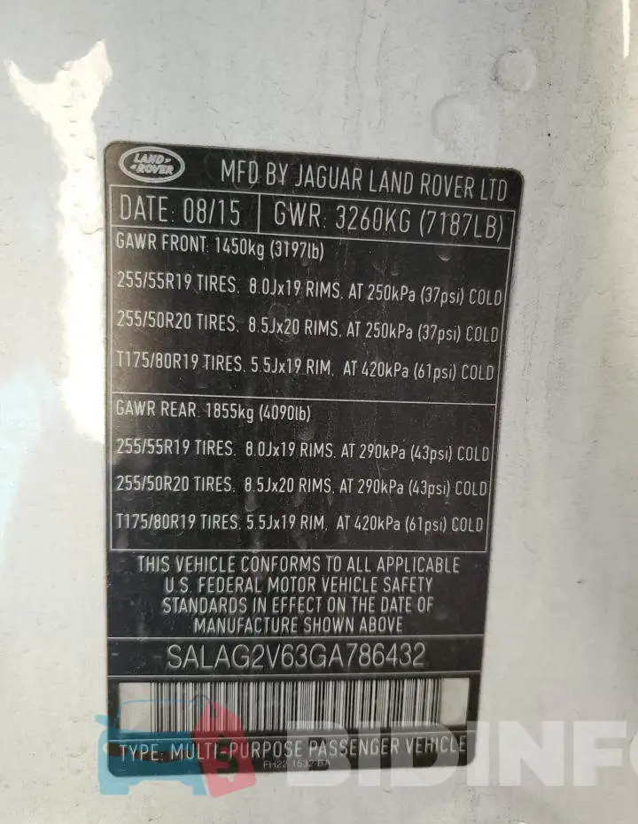 SALAG2V63GA786432 Photo# 14