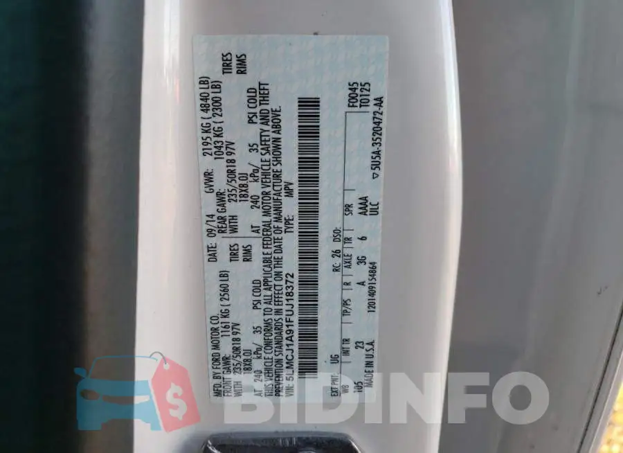 5LMCJ1A91FUJ18372 Photo# 12