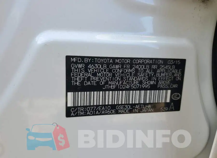 JTHBF1D24F5071995 Photo# 12