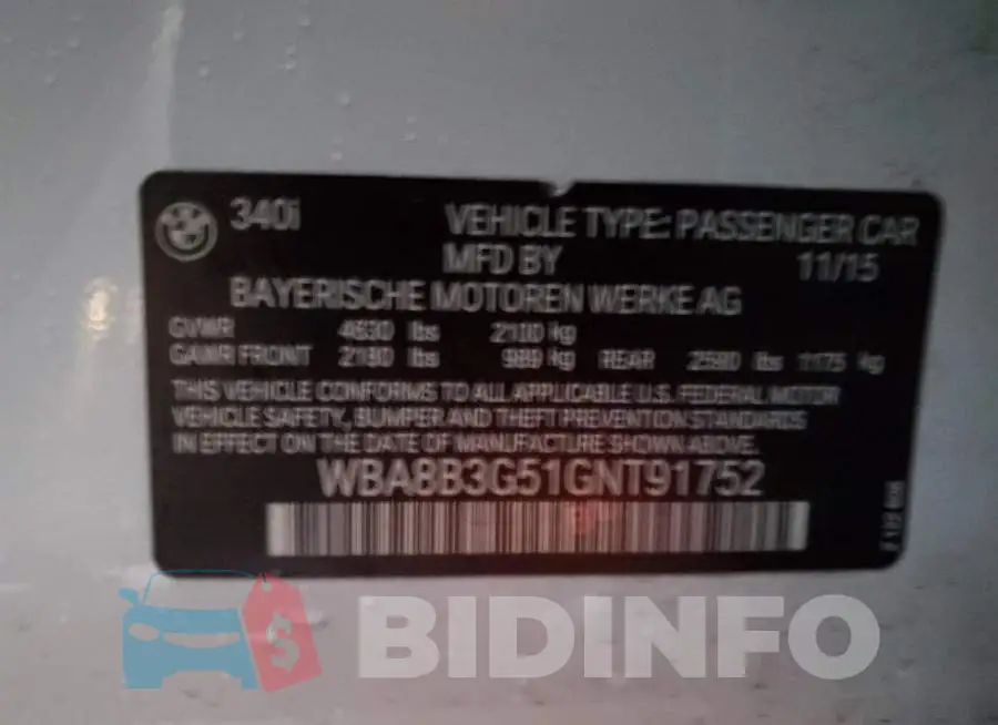 WBA8B3G51GNT91752 Photo# 13