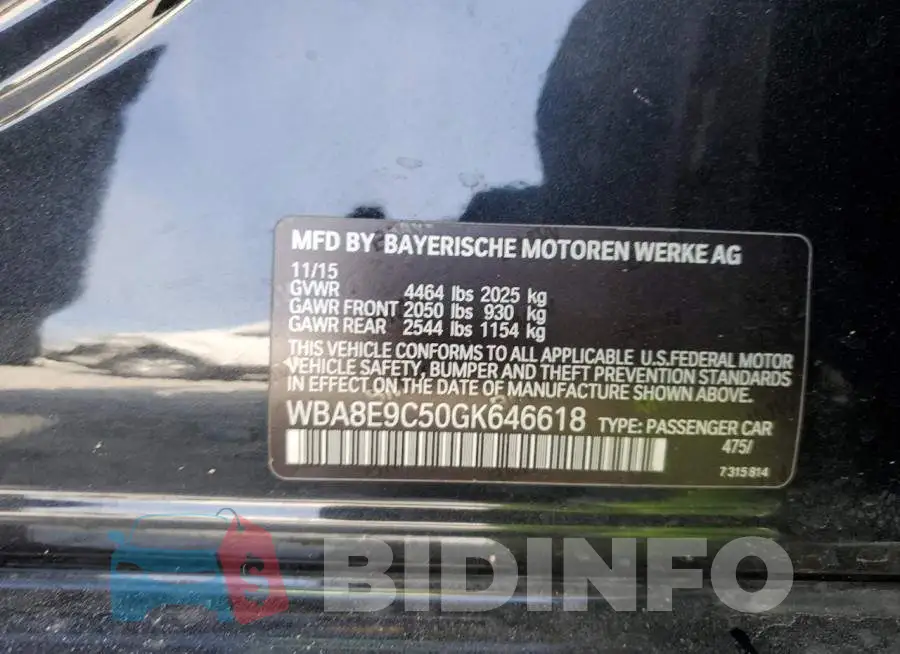 WBA8E9C50GK646618 Photo# 12
