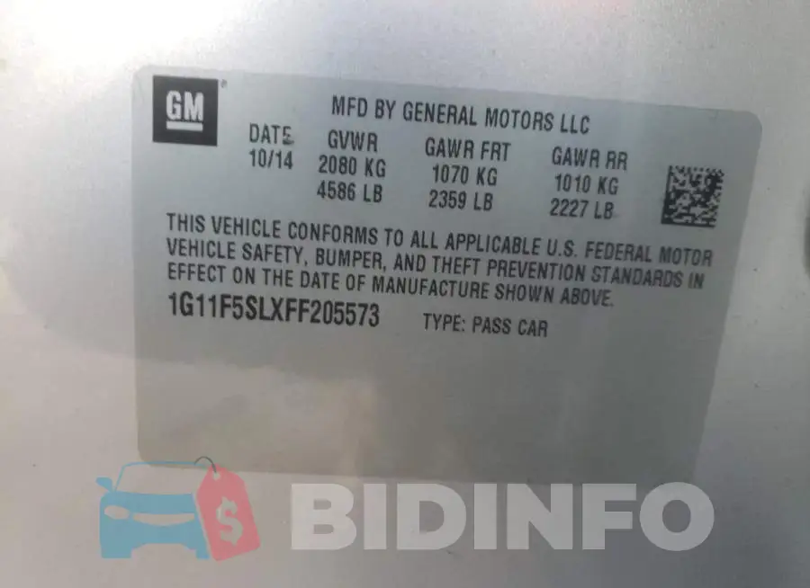 1G11F5SLXFF205573 Photo# 12