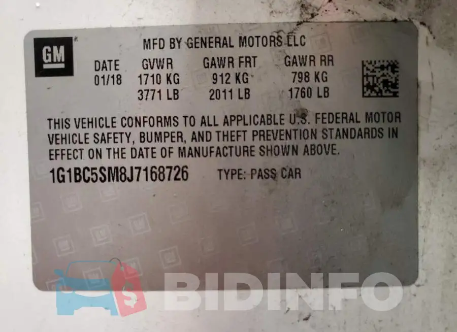 1G1BC5SM8J7168726 Photo# 12