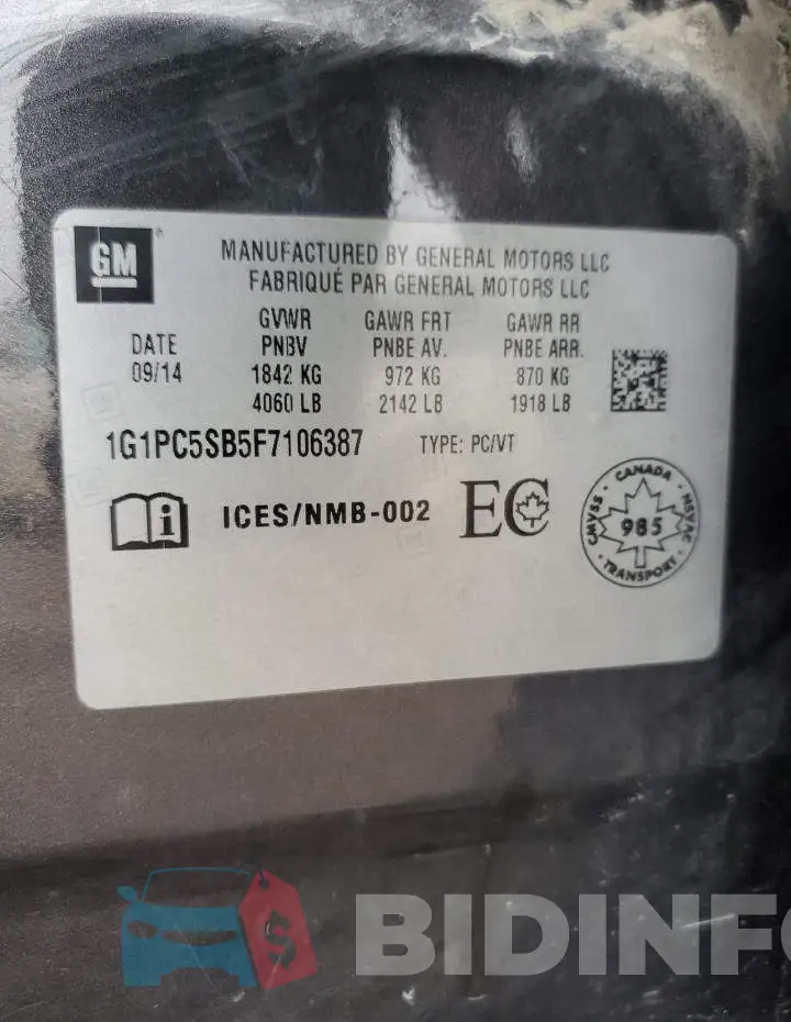 1G1PC5SB5F7106387 Photo# 12