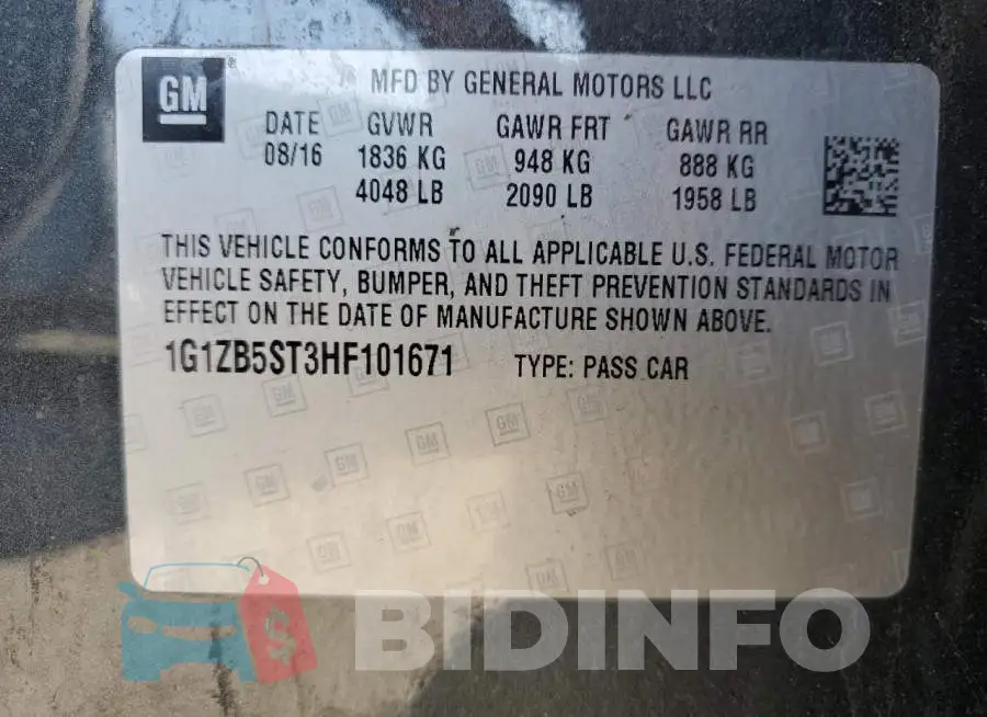 1G1ZB5ST3HF101671 Photo# 12