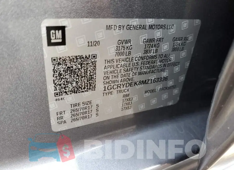 1GCRYDEK8MZ163336 Photo# 12