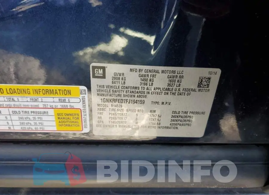 1GNKRFED7FJ194159 Photo# 13