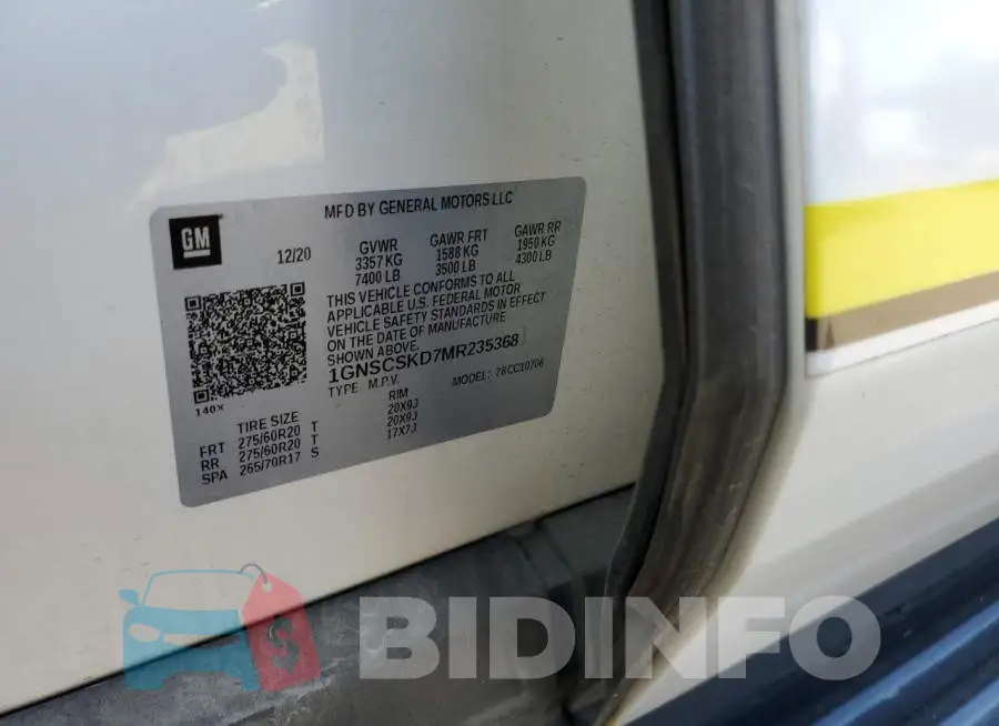 1GNSCSKD7MR235368 Photo# 13