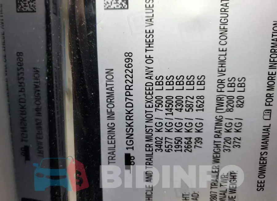 1GNSKRKD7PR222698 Photo# 13