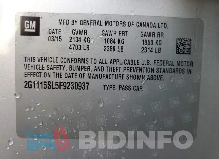 2G1115SL5F9230937 Photo# 13