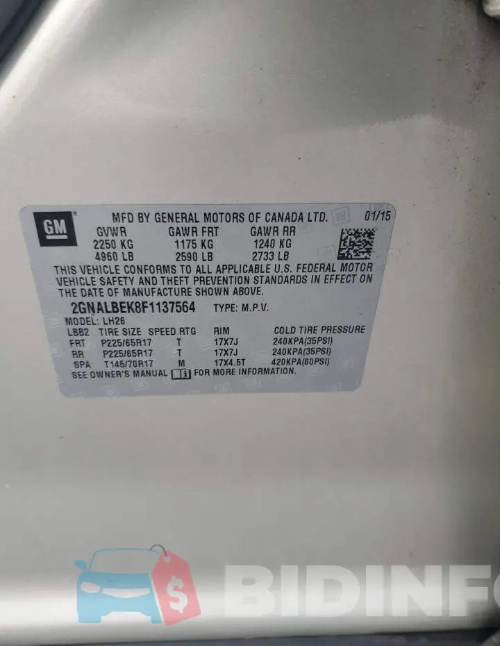 2GNALBEK8F1137564 Photo# 12