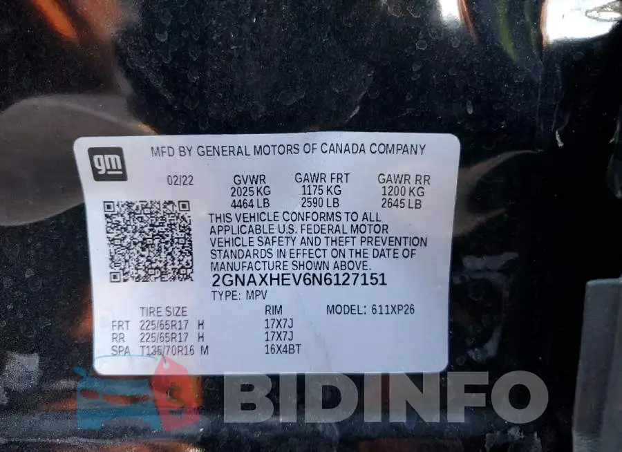 2GNAXHEV6N6127151 Photo# 12