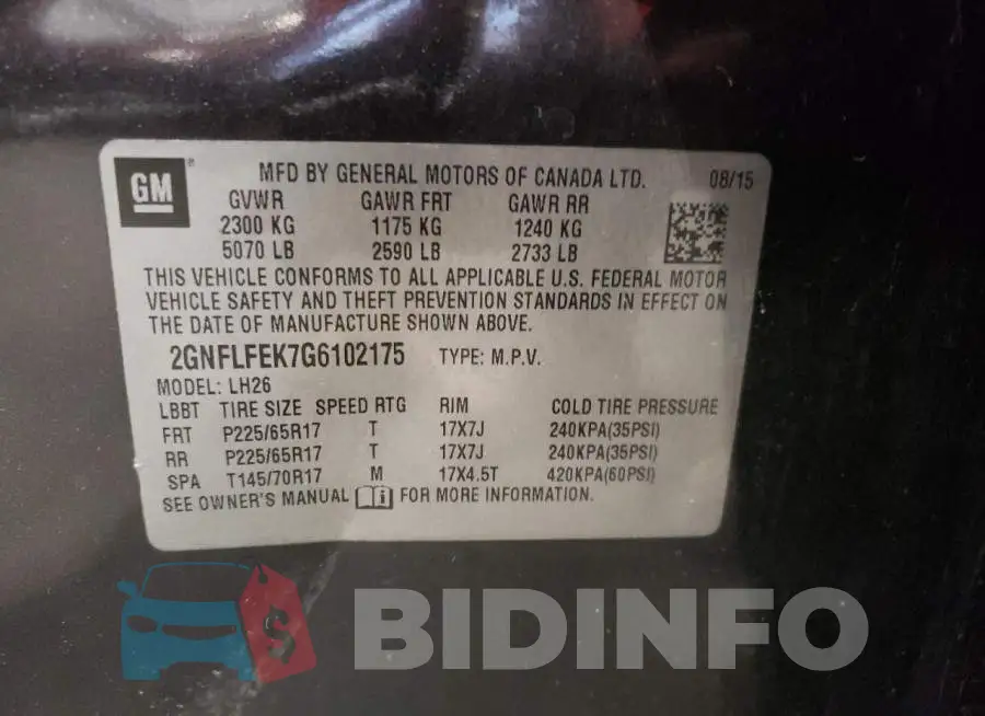 2GNFLFEK7G6102175 Photo# 13