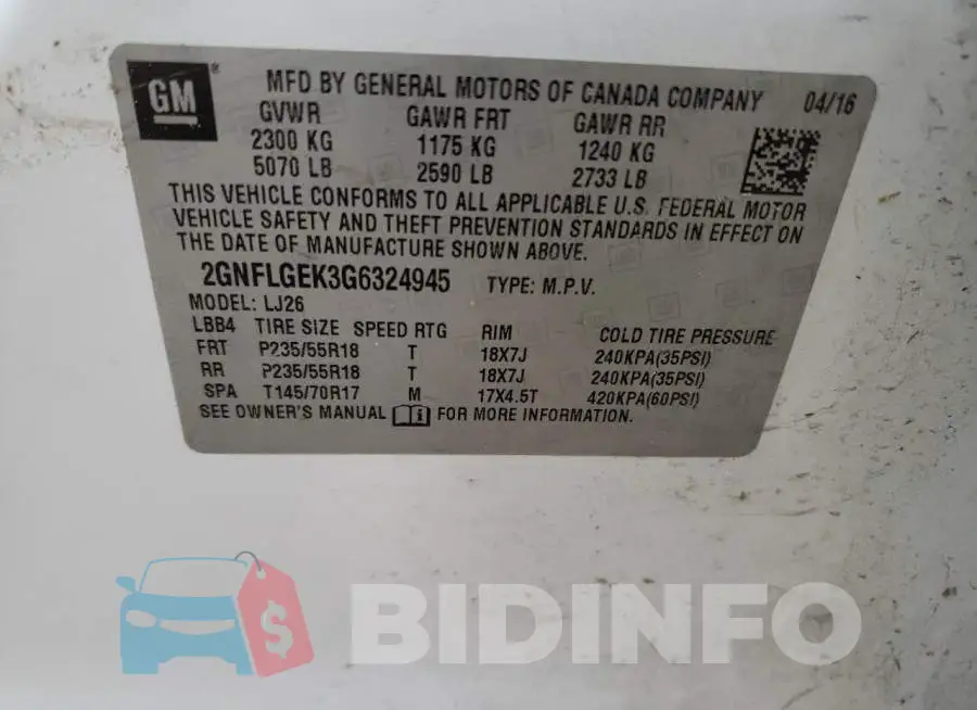 2GNFLGEK3G6324945 Photo# 14