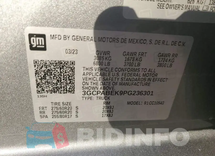 3GCPABEK9PG236301 Photo# 12