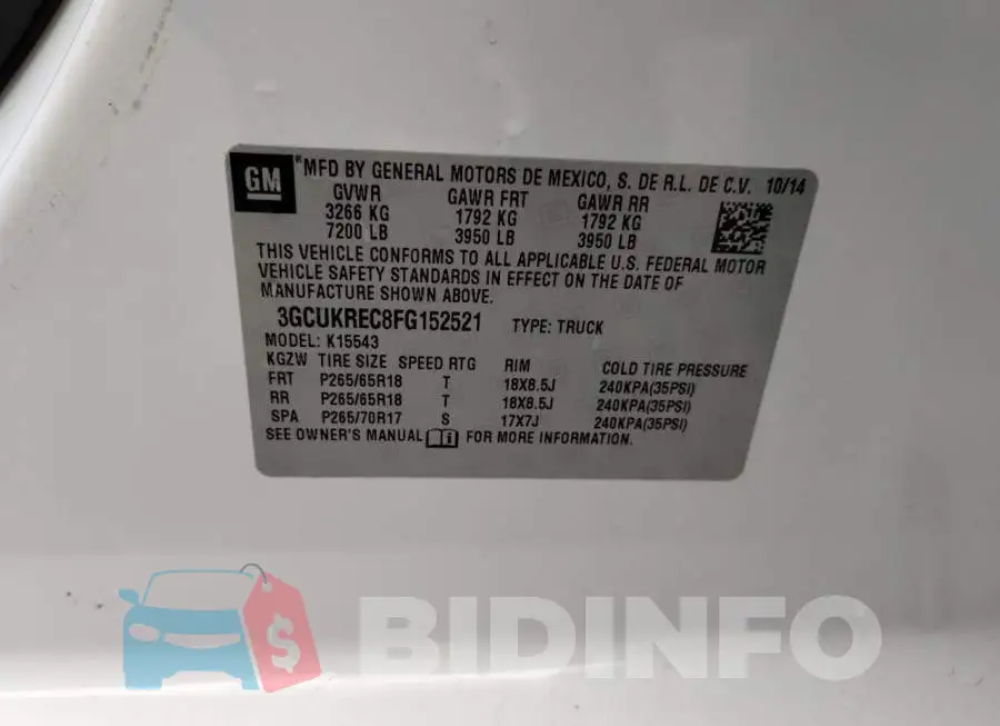 3GCUKREC8FG152521 Photo# 10