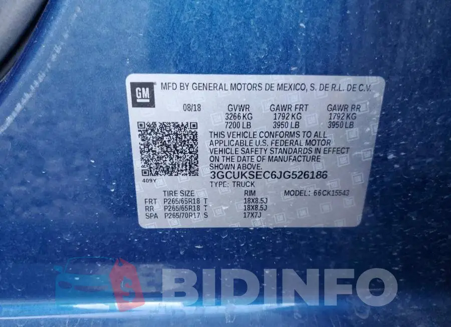 3GCUKSEC6JG526186 Photo# 12