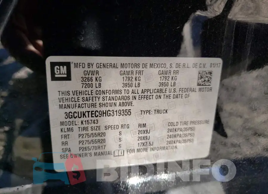 3GCUKTEC9HG319355 Photo# 13