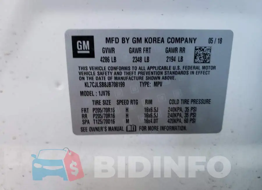 KL7CJLSB8JB708199 Photo# 12