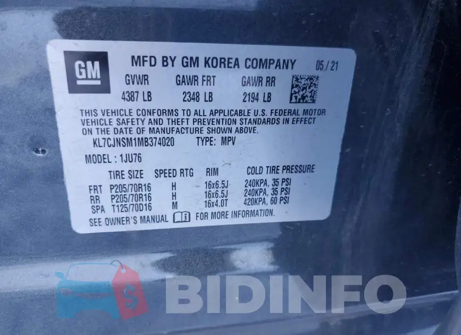 KL7CJNSM1MB374020 Photo# 13