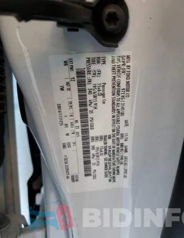 1FADP3E2XHL201736 Photo# 12
