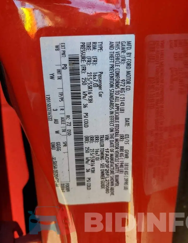 1FADP3F26FL270080 Photo# 12