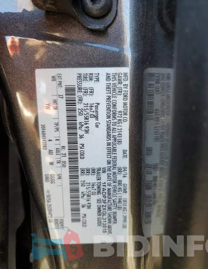 1FADP3F2XGL313515 Photo# 12