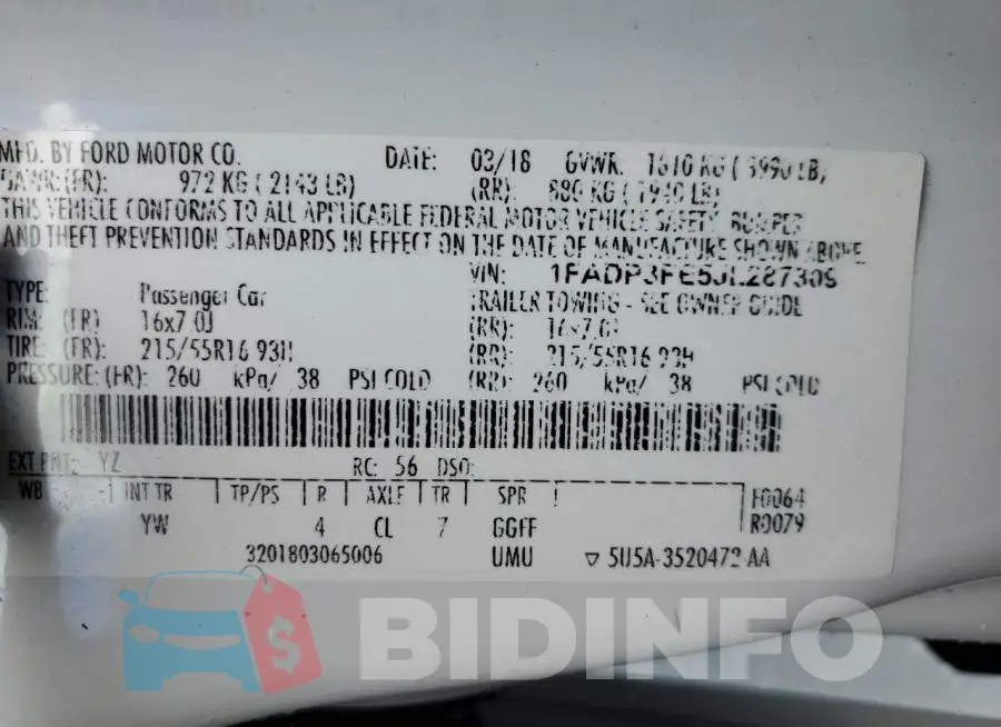 1FADP3FE5JL287309 Photo# 13