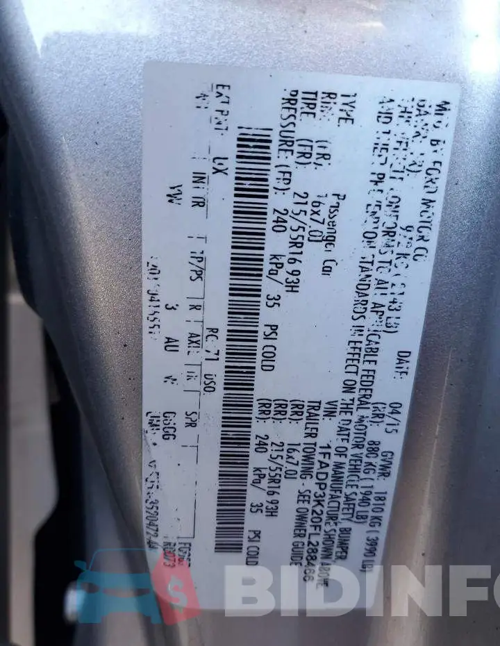 1FADP3K20FL288466 Photo# 13