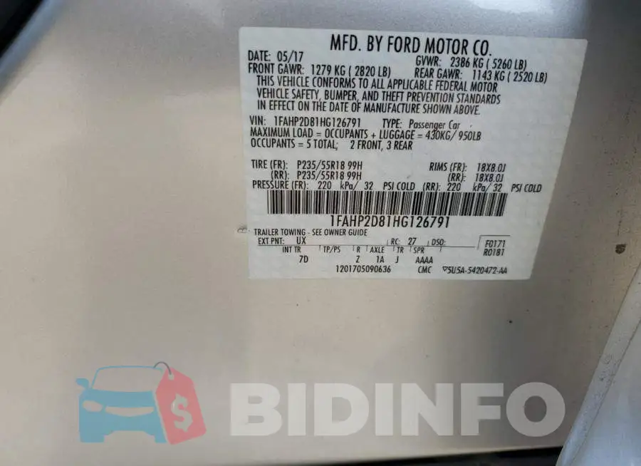 1FAHP2D81HG126791 Photo# 12