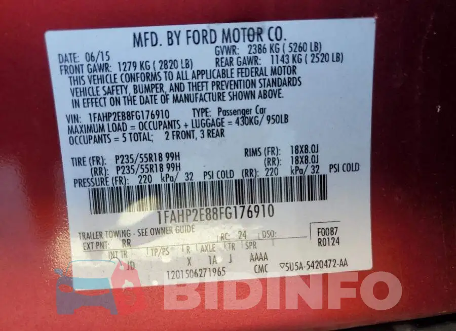 1FAHP2E88FG176910 Photo# 14