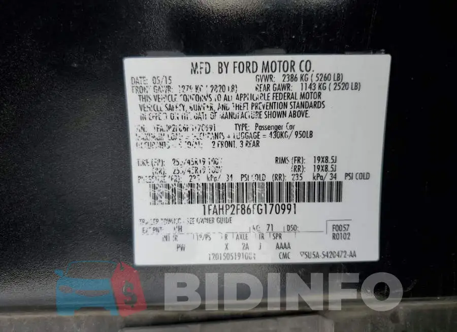 1FAHP2F86FG170991 Photo# 13
