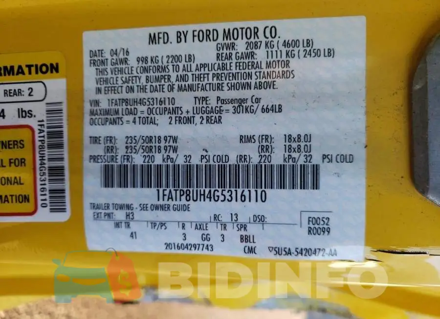 1FATP8UH4G5316110 Photo# 13