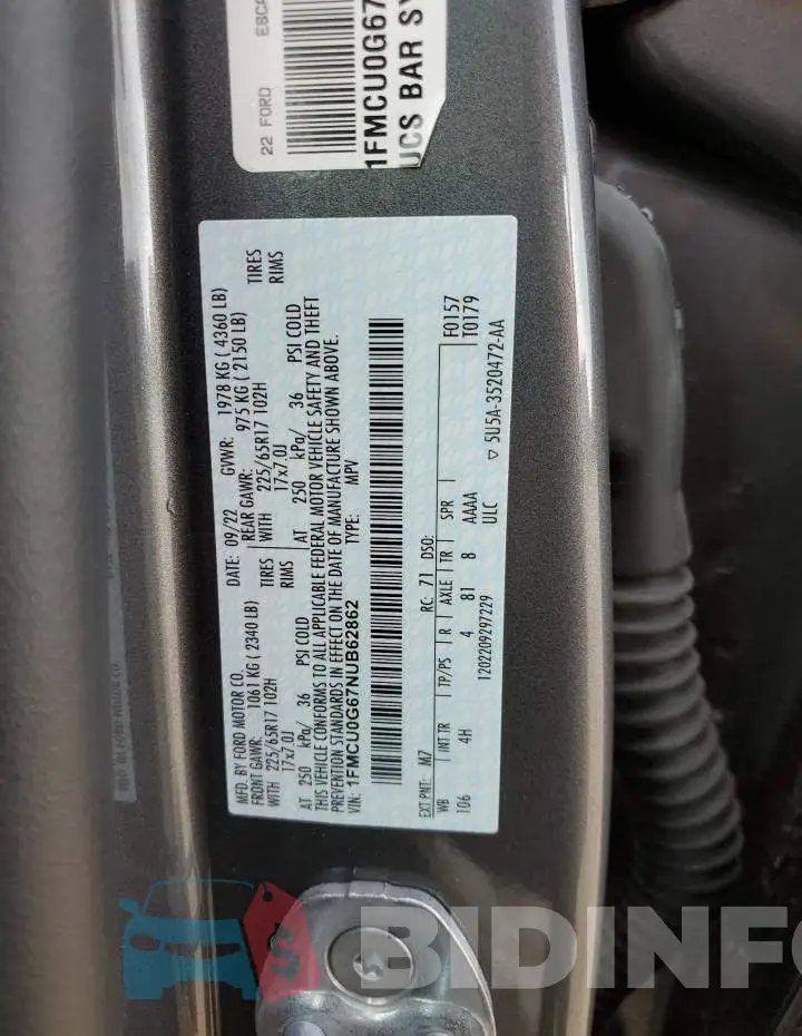 1FMCU0G67NUB62862 Photo# 13