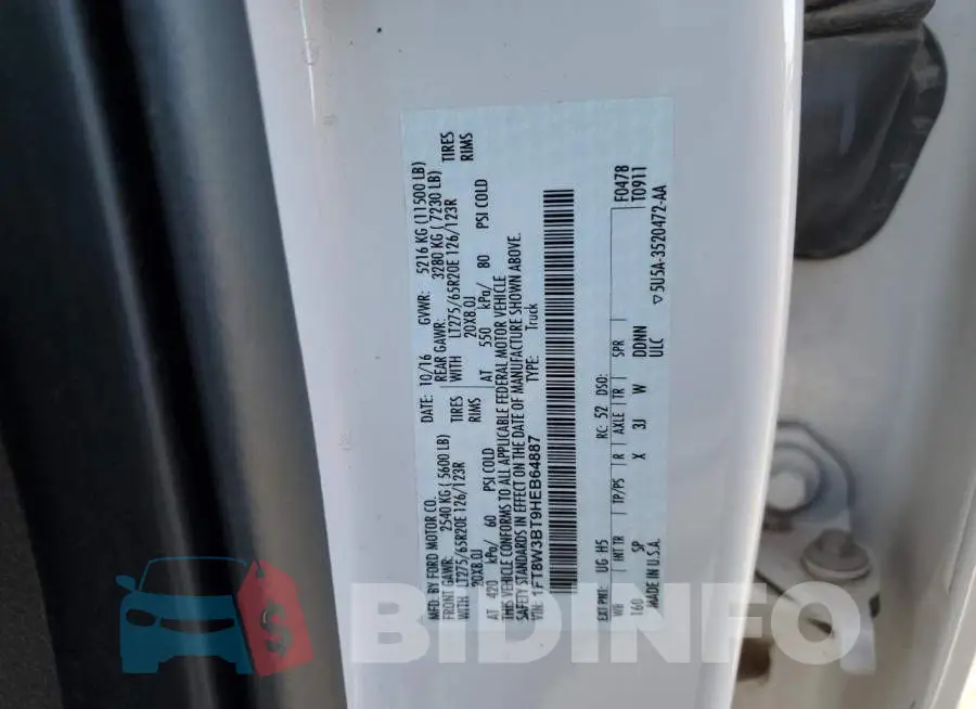 1FT8W3BT9HEB64887 Photo# 13