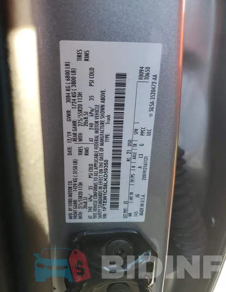 1FTEW1C58LKD59350 Photo# 12
