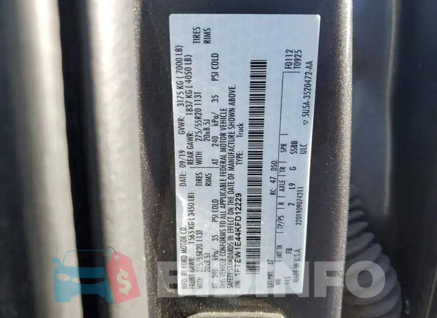 1FTEW1E44KFD12229 Photo# 12